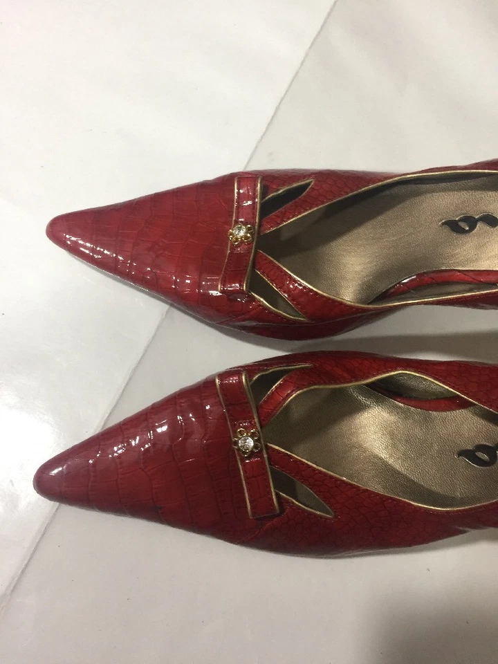 Zapatos de tacón para mujer NINA CHAROL CON LAZO ROJO Y DORADO DE COLECCIÓN talla 8-38 Foto 4 de 4