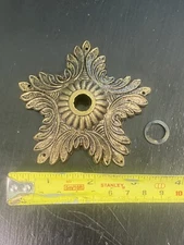 European Decorative Brass 5 Holes 3.5" Bobeche Chandelier Lamp Part Spain