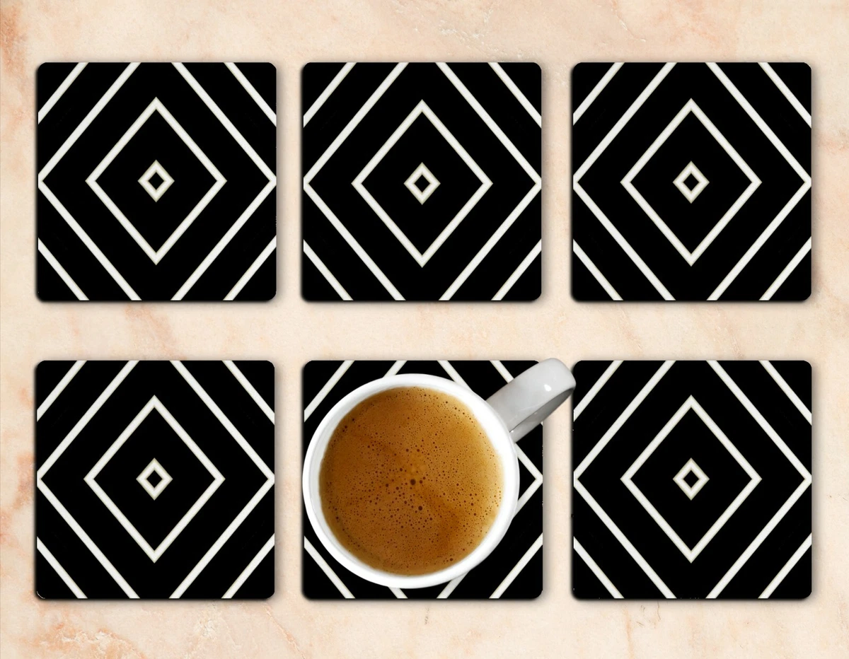 Black And White Drink Coasters x 6 eBay