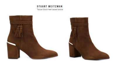 Stuart Weitzman Women's Boot Tazzie Suede Tassel Booties block Heel 8.5M