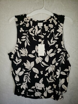 A New Day Women's Black Floral Tank XL (CCC)