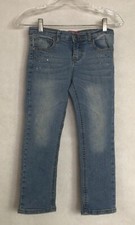 Vigoss Jeans Girls Embellished Denim Blue Stretch Stone Wash Jeans Youth Size 12