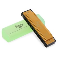 10 Holes Junior Educational Harmonica Key of C Scale Mouth Organ Aluminum Gold