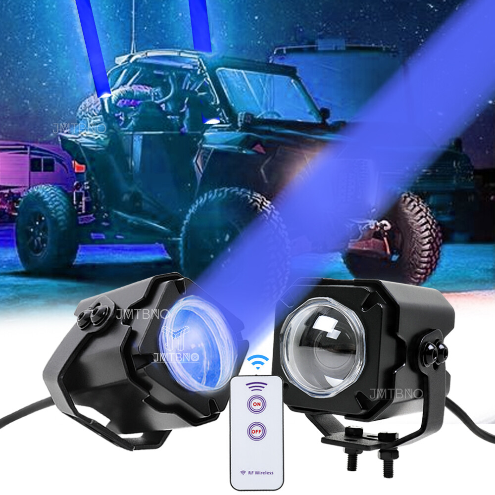 RGBW Laser LED Whip Lights – 2-Pack With Remote & Rocker Switch, Whipless Design, 500m Beam, IP68 Waterproof For UTV, ATV, RZR, Truck, Boat & Off-Road