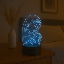 Lampada LED con Immagine Sacra Madonna con Bambino Luce Camera 7 Colori