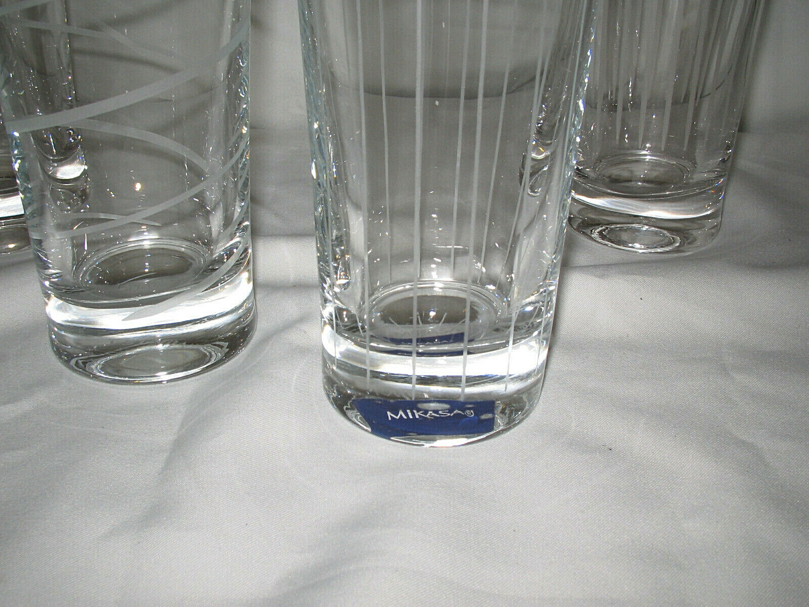 4 pc Mikasa CHEERS HIGHBALL GLASSES Etched Iced Tea Drinking Glasses