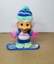 Vintage Russ Troll Doll 1 Snowboarder Figure w/ Snowboard Beanie Hat