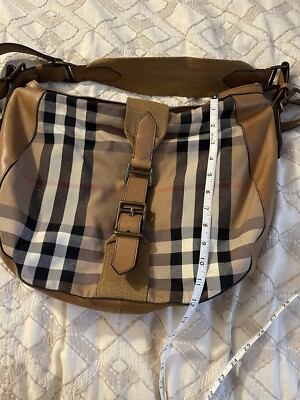 Burberry Brown Leather House Check Bridle Dutton Hobo Bag Burberry Brown Leather House Check Bridle Dutton Hobo Bag