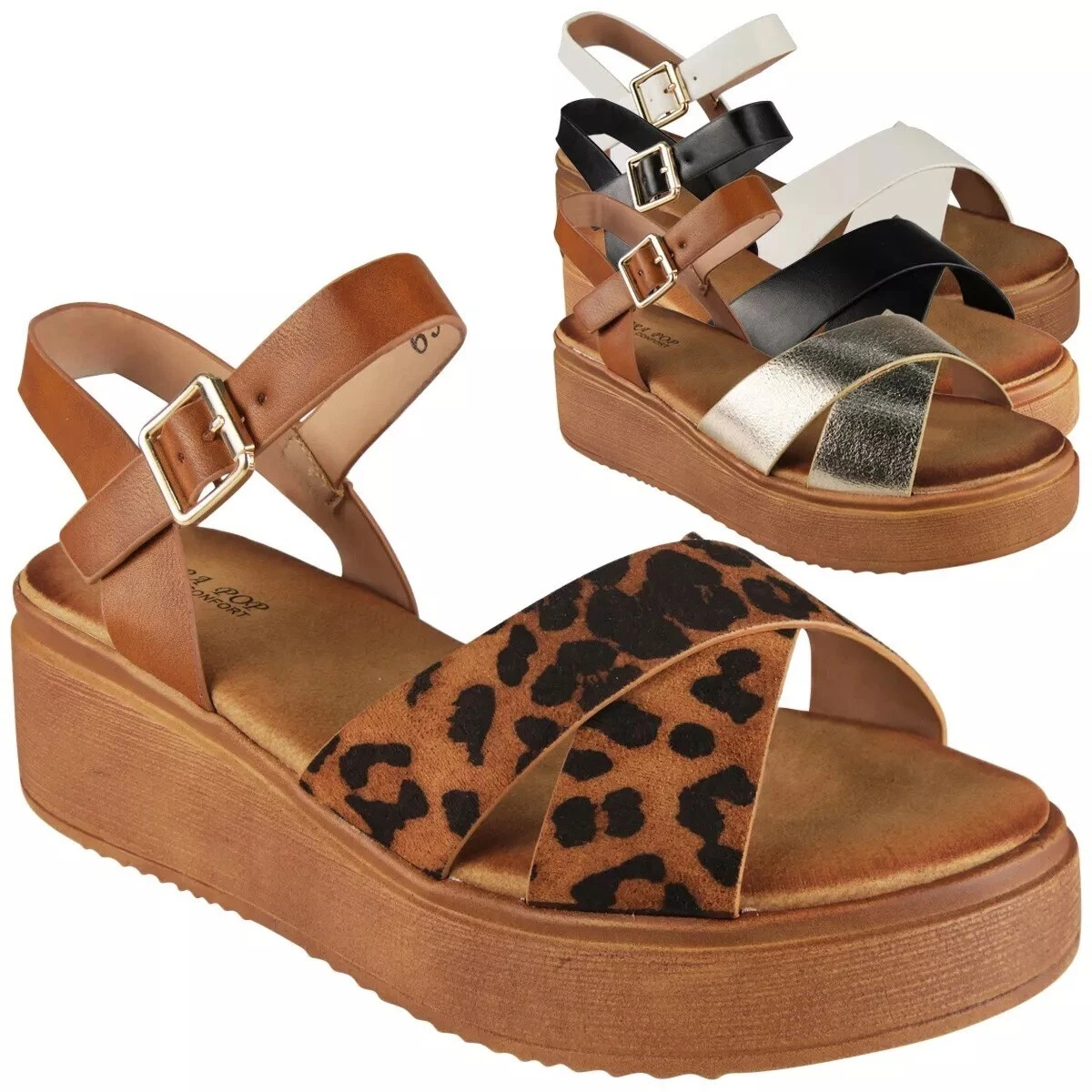 Sandals Platform Wedges Shoes Ladies Open Toes Girls Cushioned Comfy Womens Size