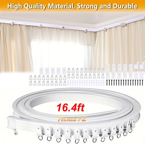 5M Bendable Flexible Curtain Track Rod Rail Ceiling Window Caravan Straight Bay