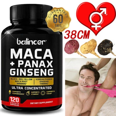BALINCER Maca Ginseng Kapseln - Hochdosiert Mit 11400Mg - 120 Vegane Kapseln - Zusätzlich