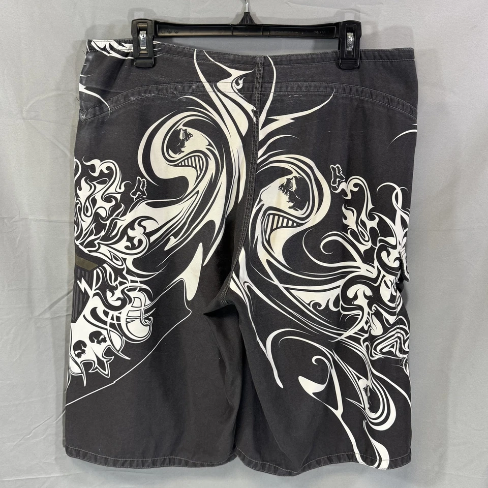 Fox Deluxe Boardshorts Para Hombres 34 Negro Blanco Calavera Gráfico Bañador Surf Shorts Foto 2 de 4