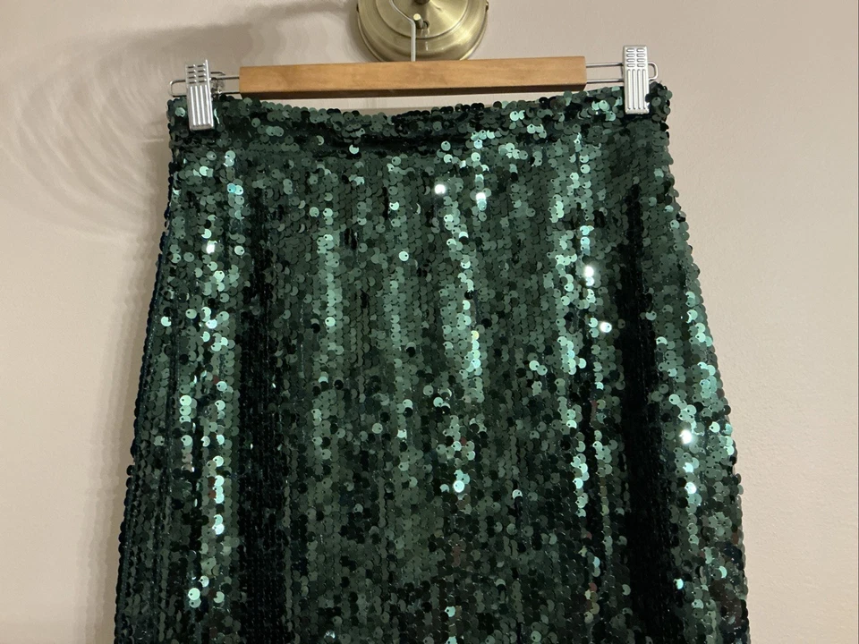 F&F Lovely Green Sequin Pencil Skirt - Size 10 - Image 2 of 3