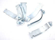 Lot of 6 Pipe Clamps 4" OD Zinc Plated Tools 2 Piece Clamps