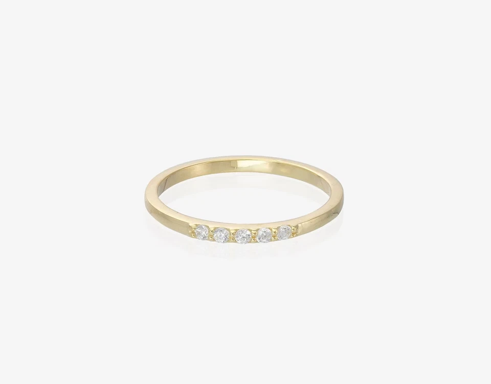 Lab Grown Thin Dainty Diamond Wedding Ring 9k gold band anniversary gift for her - Image 2 of 4