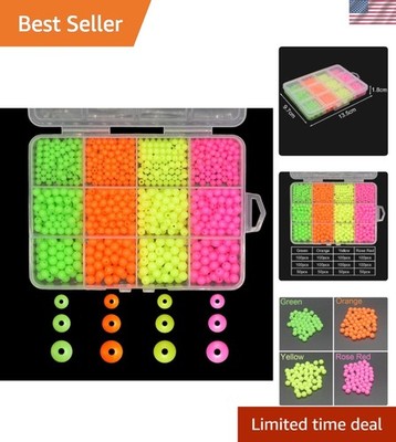 Assorted Fishing Beads 1000pcs - Durable Hard Plastic Bait Eggs 4mm, 5mm, 6mm