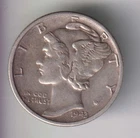1943-D MERCURY DIME 10¢ DENVER 90% SILVER COIN UNITED STATES MINT