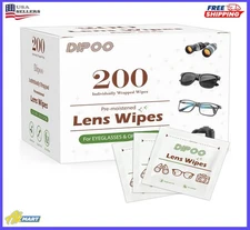 200 Count Lens Wipes for Eyeglasses, Eye Glasses Cleaner Wipes Pre-moistened Ind