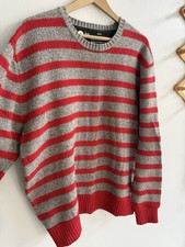 Vintage Gap  06 Wool Blend Striped Knit Pullover Sweater In Red  Gray Men  s XXL