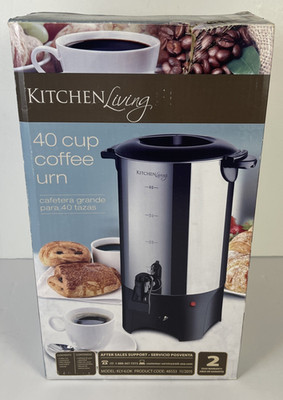 Kitchen Living 40 Cup Coffee Urn Removable New In Box Cool Touch Handle Locking