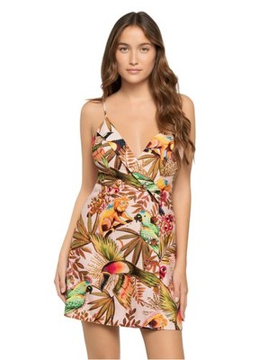 FARM Rio Into the Jungle Print Linen Blend Wrap Mini dress Size Large