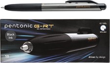 G-RT Retractable Gel Pens, 10 Count, Black Ink, 0.7 mm Fine Point, Smooth