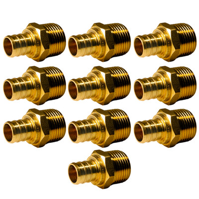 10 Pack XFITTING 3/4'' Pex-B x 3/4'' Male NPT Threaded Adapter, Lead Free Brass
