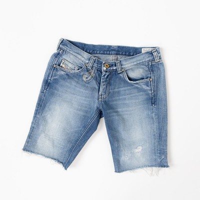 Diesel Doozy Damen Blau Denim Shorts Distressed Raw Hem Freizeit Sommer W27, S