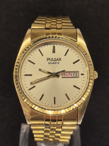 Pulsar by Seiko Quartz Vintage 1990s Jubilee Gold Plated 36mm