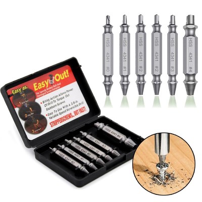 6PCS Damaged Screw Extractor Drill Bits Werkzeugsatz Defekter Schraubenentferner