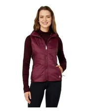 Smartwool Smartloft Hooded Insulated Full Zip Vest Burgundy Women's Size Medium
