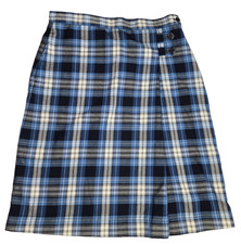 Lands End Uniform Plaid Side Pleated SKIRT-Juniors Size 1 Blue Plaid NOT Skort 