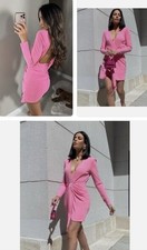 ZARA NEW PINK SHORT DRAPED DRESS size Small