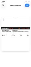Manchester United v Tottenham Hotspur Premier League Ticket Stub
