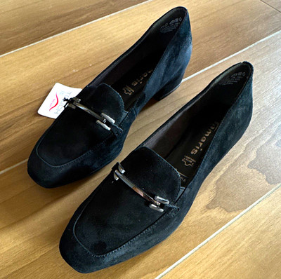 Tamaris Damen Loafer Slipper Gr. 39 Schwarz Wildleder NEU mit Etikett
