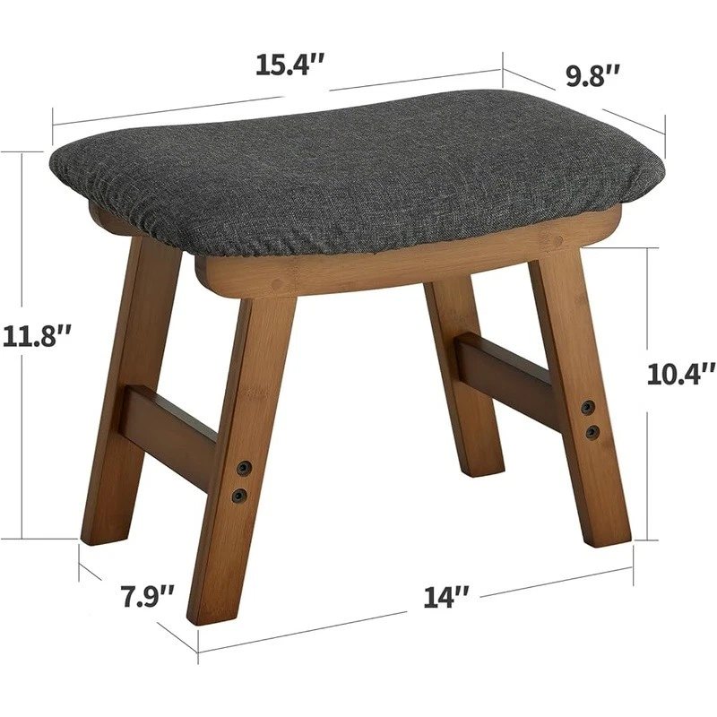 Comfortable Bamboo Footstool W/ Detachable Washable Cover Multi-Purpose Stool US - Image 4 of 4