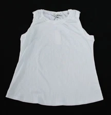 Nine Britton Women's Ribbed Solid Twist Neck Knit Top EJ3 White Medium NWT