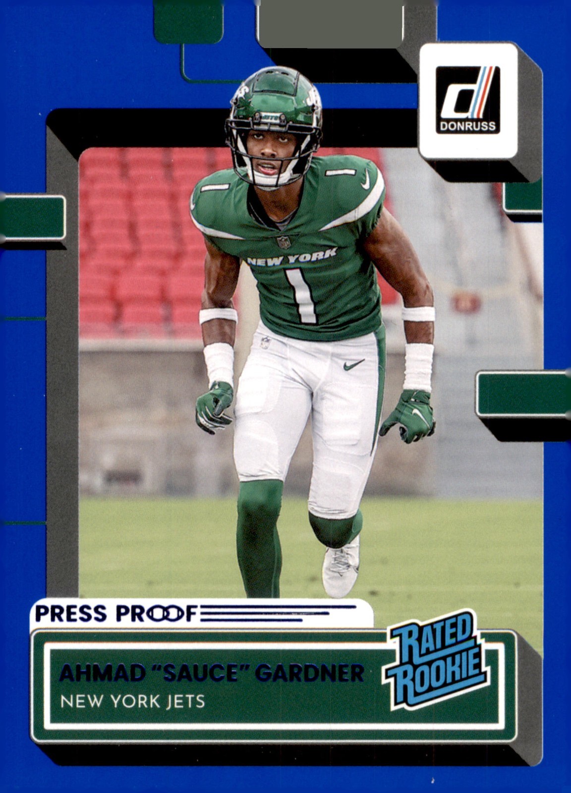 2022 Panini Donruss - Rated Rookie Ahmad Gardner #328 Press Proof Blue (RC)
