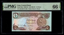Iraq 1980-85 - 1/2 Dinar P#68a - PMG Gem UNC 66 EPQ