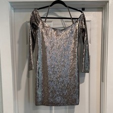 Express Metallic Off The Shoulder Lines Sequin Dress Size Medium