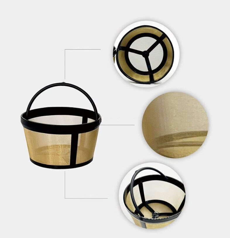 Filtro de café con cesta de 4 tazas reutilizable dorado de 2 piezas para cafeteras Mr. Foto 3 de 4