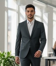 NWOT HUGO BOSS 38R SLIM Ink Blue/Black Double Vent Virgin Wool Italian Blazer