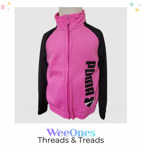 PUMA Girls Pink Black Full Zip Track Jacket Athletic Activewear Youth 3 3T EXC