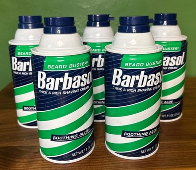 Vtg Barbasol Shaving Cream Soothing Aloe 11 Oz Beard Buster Lot 5 Prop NEW Full