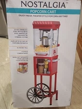 Nostalgia KPM200CART 45 inch tall Vintage Collection Popcorn Cart - Red/White
