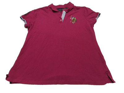US Polo Assn Women's Pink Size L Polo Golf Shirt Embroidered Big Pony Slim Fit