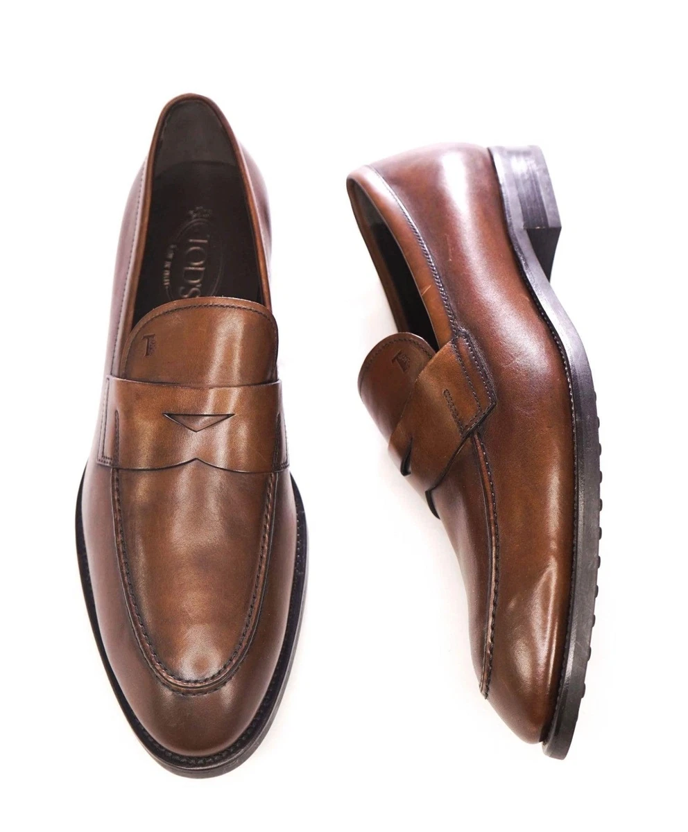 Tods Mens Horsebit Driving Loafers Size 7 Brown Leather Handmade Slip On Shoes Tod main image 3