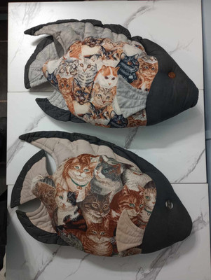 Fish Pillows With Cats DECOR Handmade 16'' 