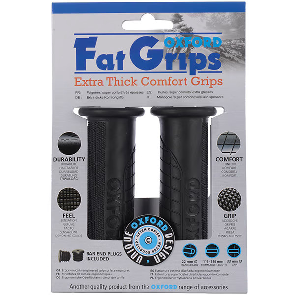 Oxford Fat Grips Motorbike Motorcycle Handlebar Grips - Black