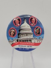 Jan. 21 1985 REAGAN Bush 51st Inauguration Pin w/ Capitol Bldg Nancy & Barbara